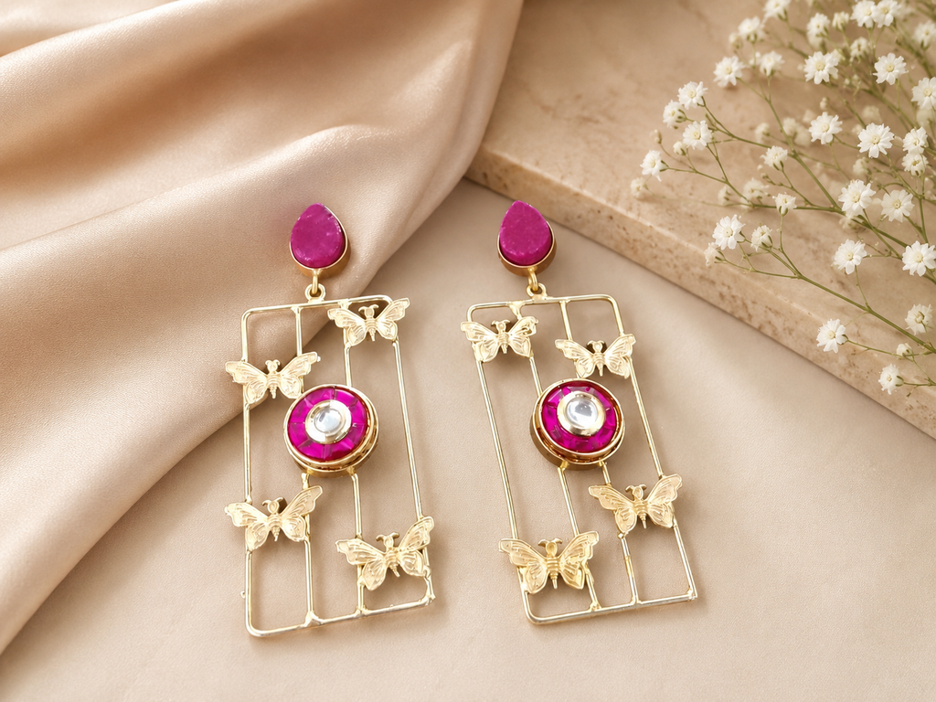 Contemporary Geometric Butterfly Dangler Earrings
