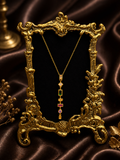 Gold-plated multi-stone geometric lariat necklace