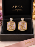 Korean-inspired light purple square drop earrings