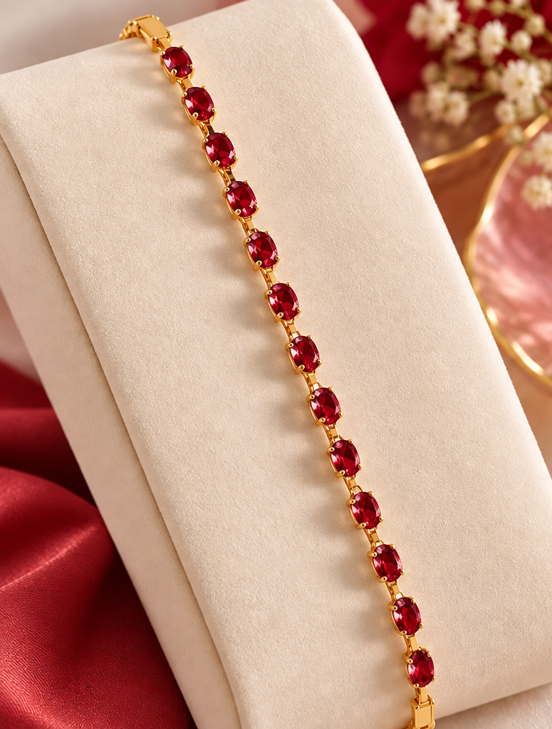 18K gold-plated ruby tennis bracelet