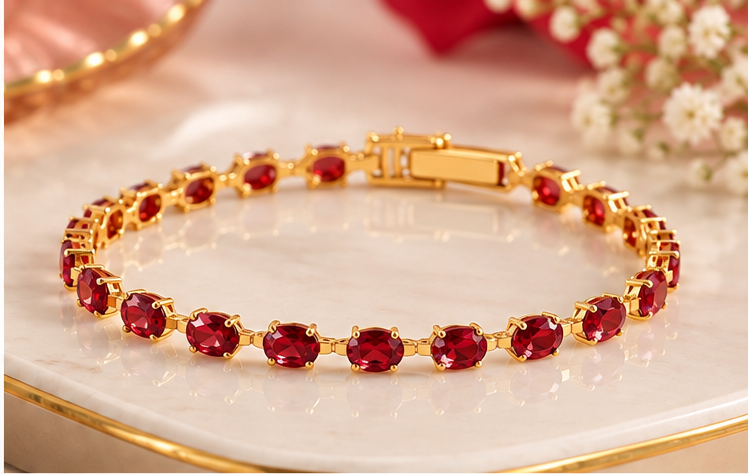 18K gold-plated ruby tennis bracelet