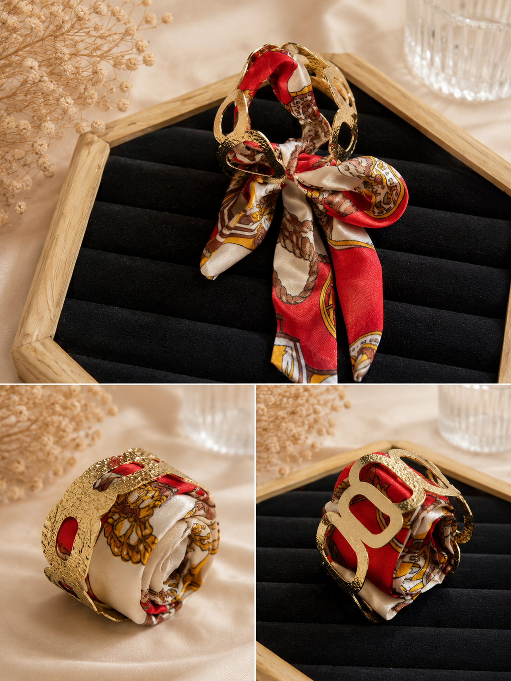 2-in-1 silk scarf cuff bracelet