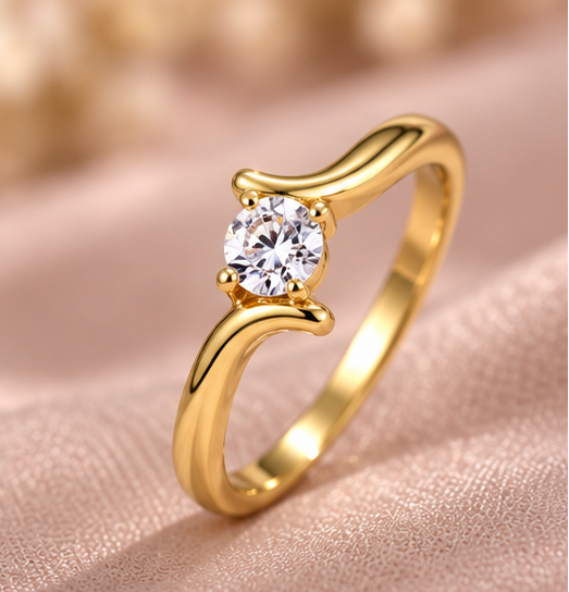 Fluid Bypass Solitaire Ring