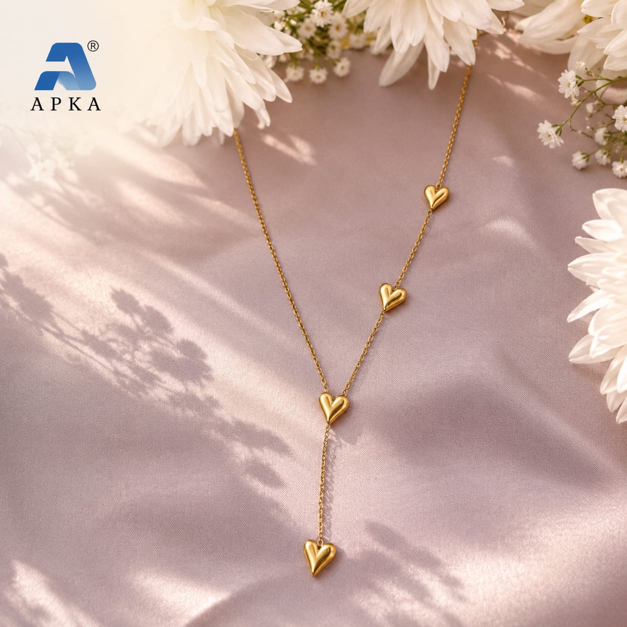 Stainless Steel Multi-Heart Y-Shaped Lariat Necklace