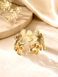 Gold Plated Anti Tarnish Stainless Steel Floral Themed Cuff