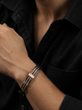Industrial black and rose gold cable men's bracelet