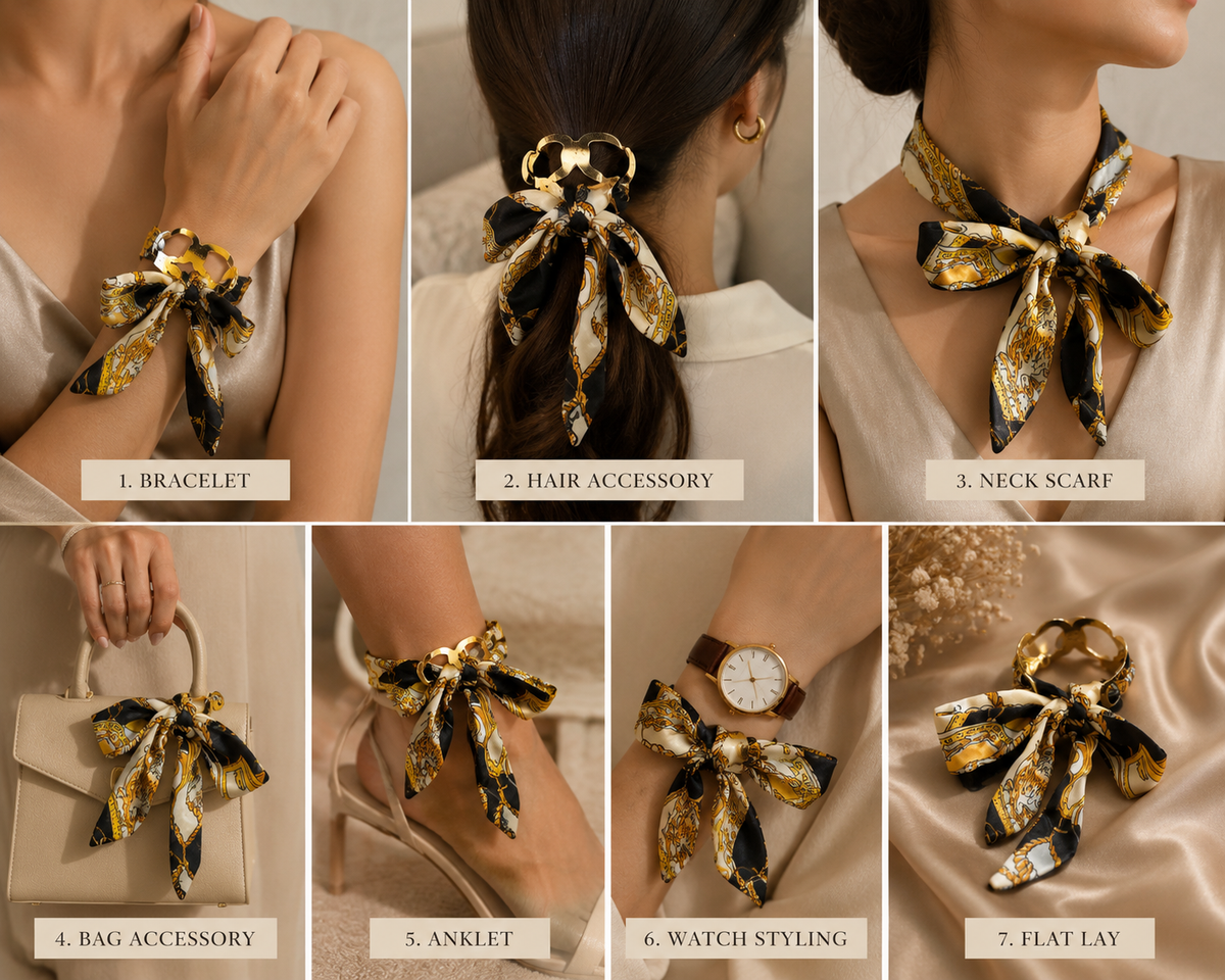 2-in-1 silk scarf cuff bracelet
