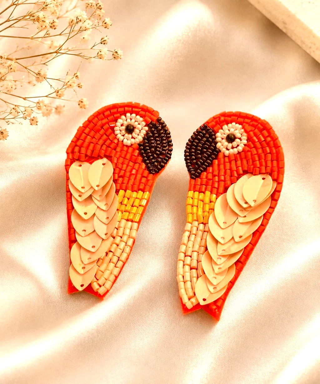 Handmade  parrot beaded stud earrings