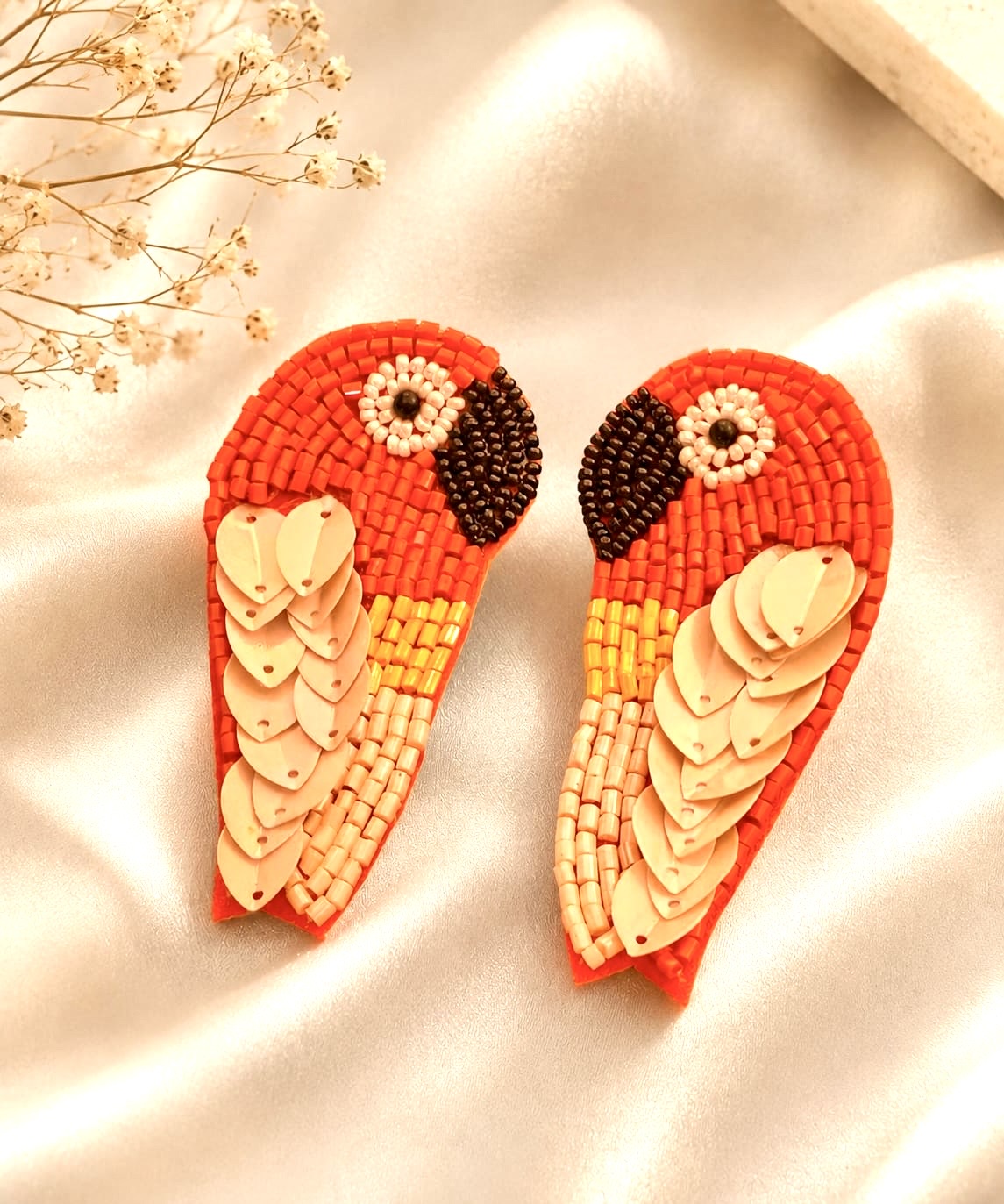 Handmade  parrot beaded stud earrings