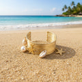 Multi Wired Shell And Starfish Charm Cuff Bracelet