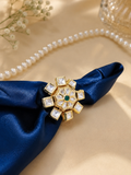 Floral Design Kundan Gold Plated Adjustable Ring