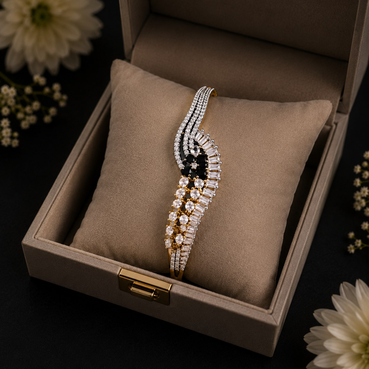 American Diamond Flower Design Bracelet