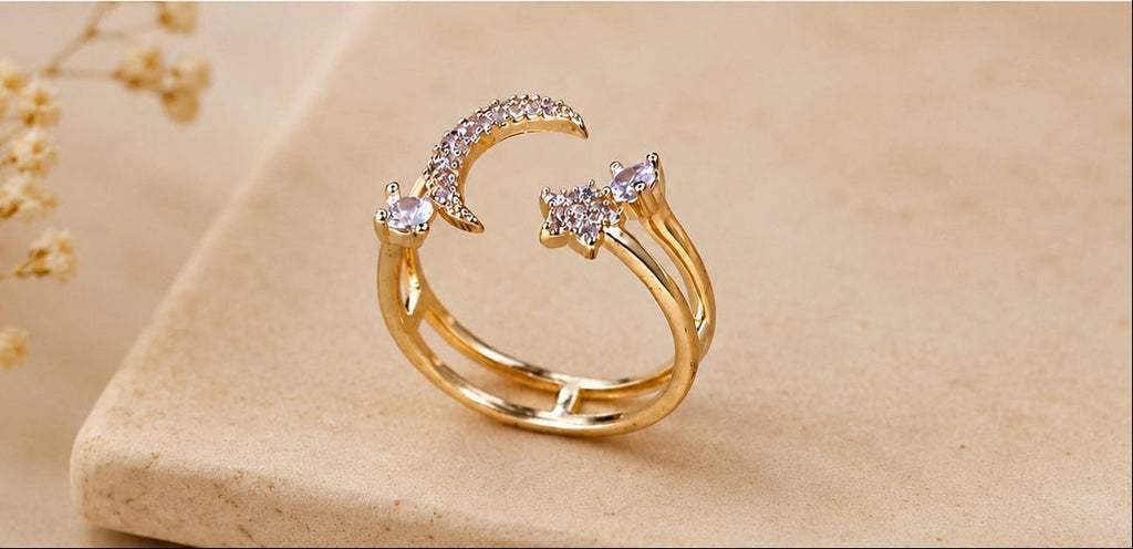 Moon & Star Crystal Rings