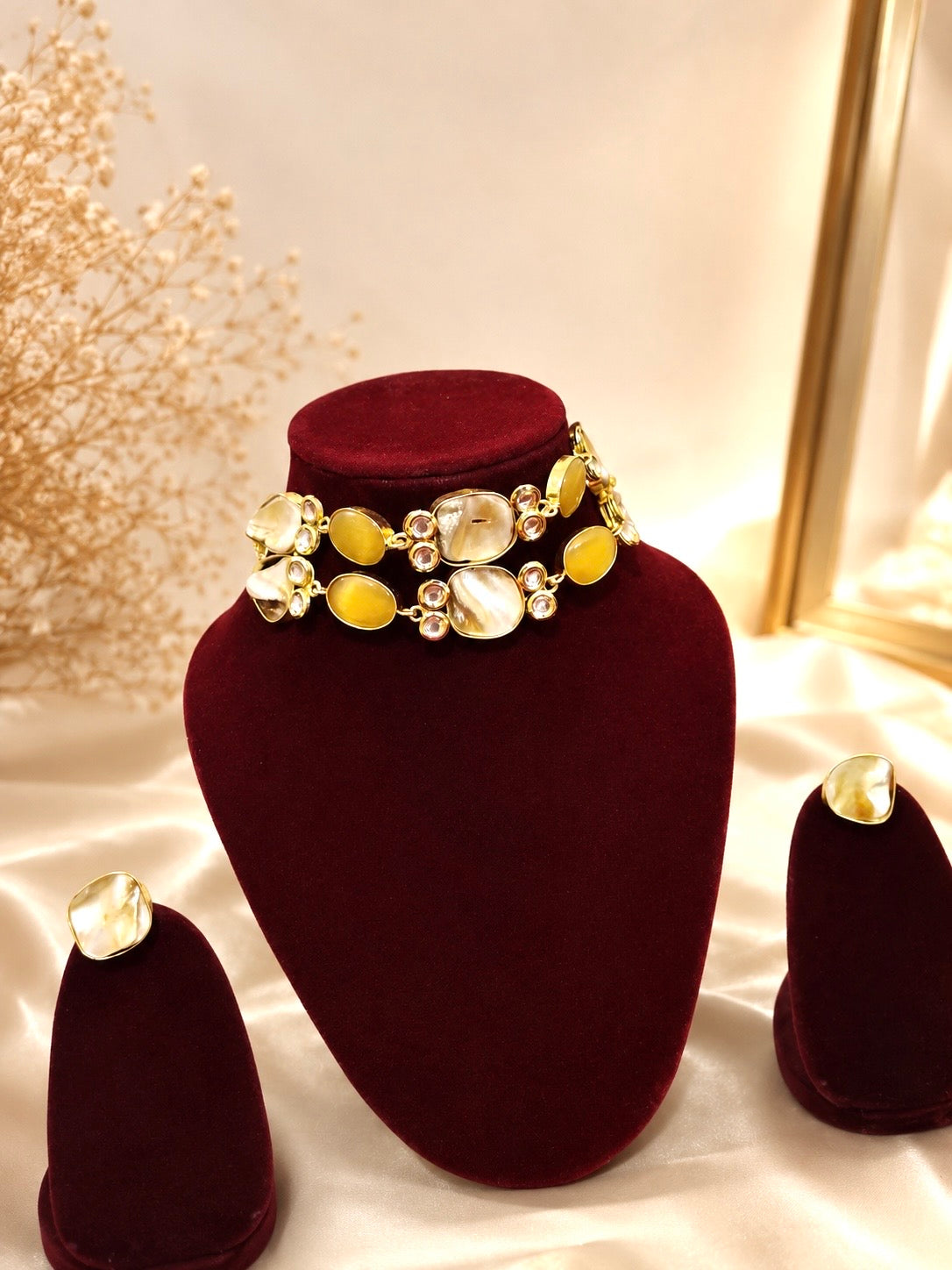 Contemporary Double-Layer Kundan Choker Necklace Set