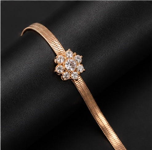 Floral bloom white snake chain bracelet