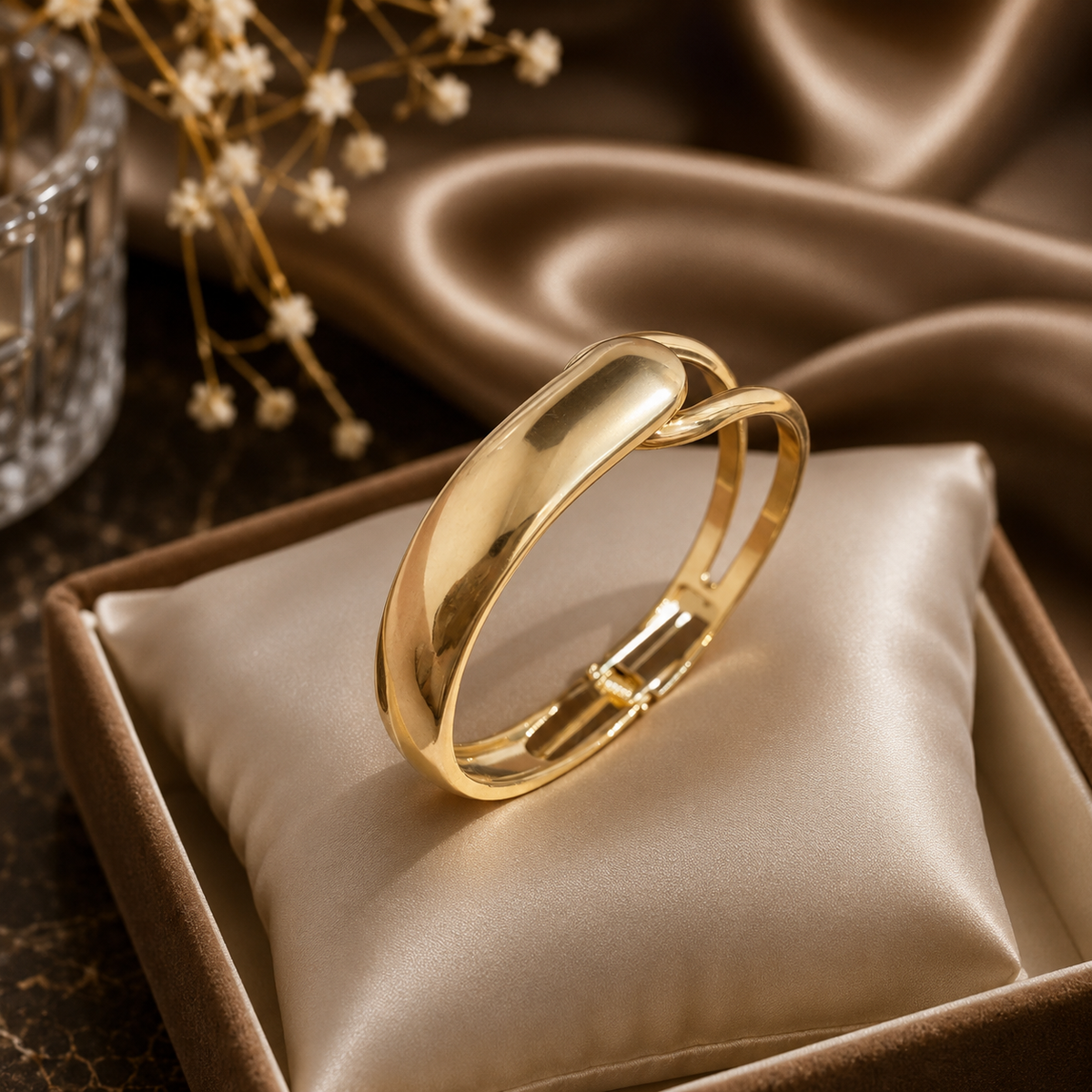 High-polish dome cuff golden  kada bracelet
