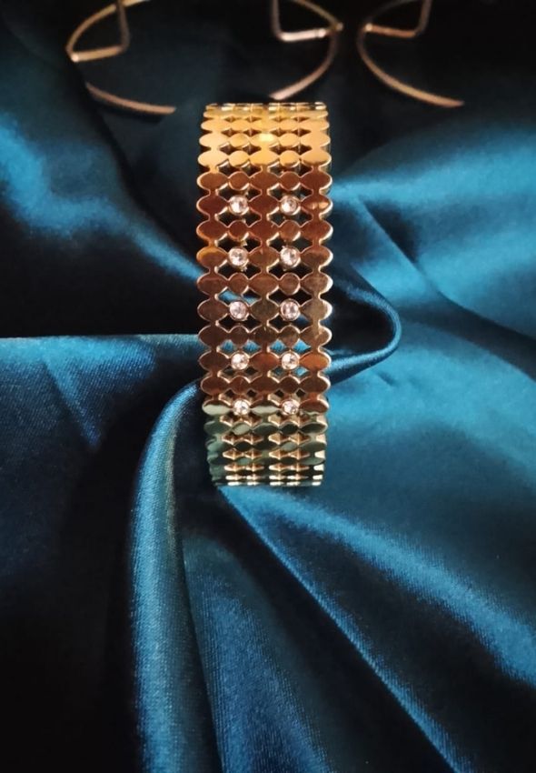 Golden mesh crystal cuff bracelet