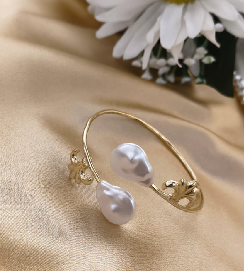 The Aurelia Baroque Pearl Open Cuff Bracelet