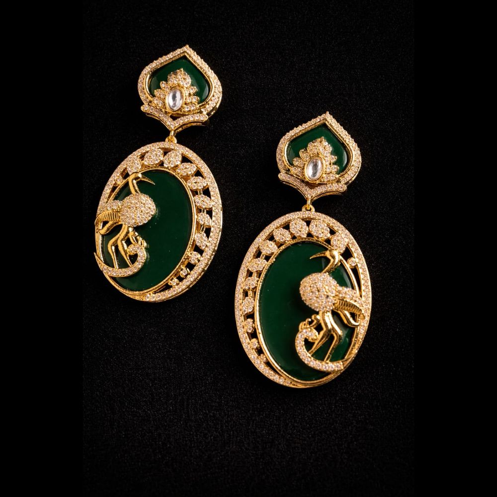 AD Green Stone Peacock Earring