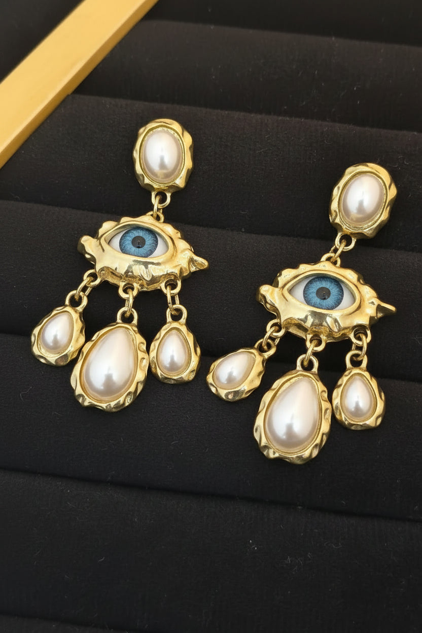 Baroque Evil Eye Chandelier Earrings