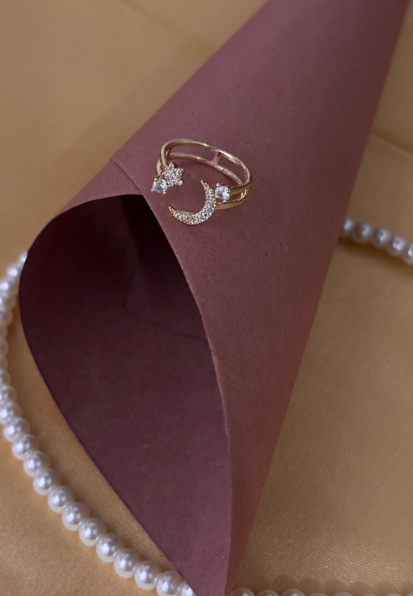 Moon & Star Crystal Rings