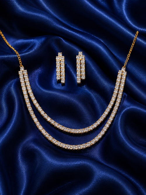 AD Double Line Necklace Set