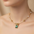 Emerald Green Bow Regal Collar Necklace