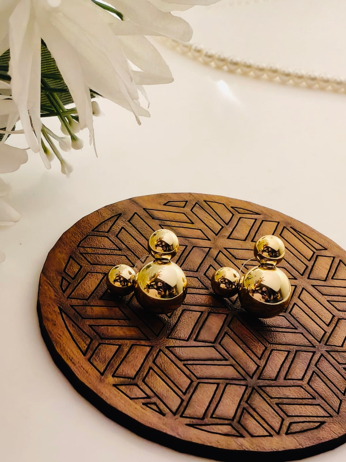 Gold-Plated Double Ball Stud Earrings