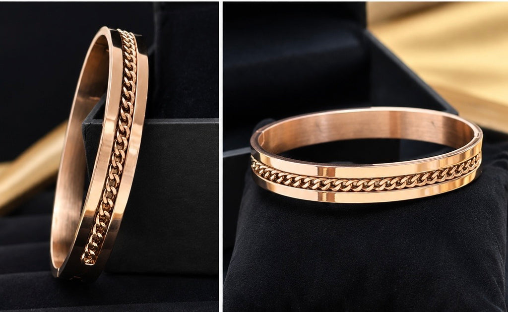 Elegant rose gold cuff  men's bracelet (kada)