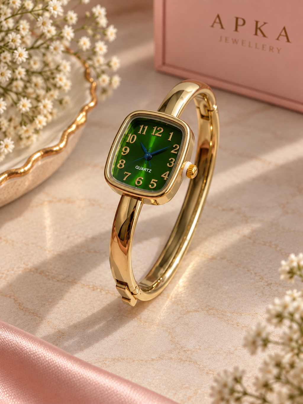 Vintage-style stainless steel women's bangle jewelry watch