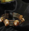 Gold Plated  5 Mother Of Pearl Cuff Bracelet