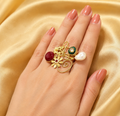 Gold-Plated Multi-Element Floral Bouquet Statement Ring.