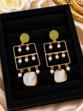 Geometric Gold-Plated Chandelier Earring