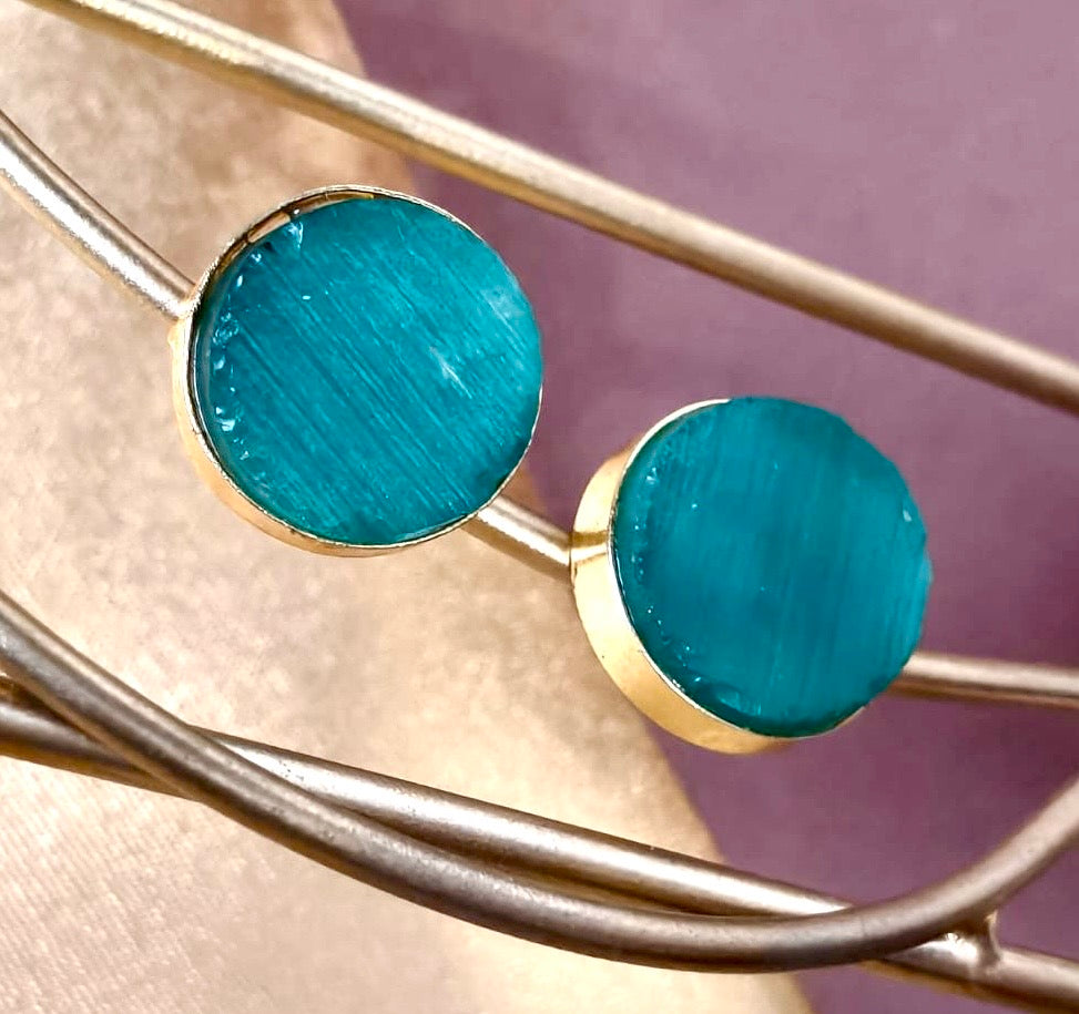 Circular Raw Stone Brass Studs