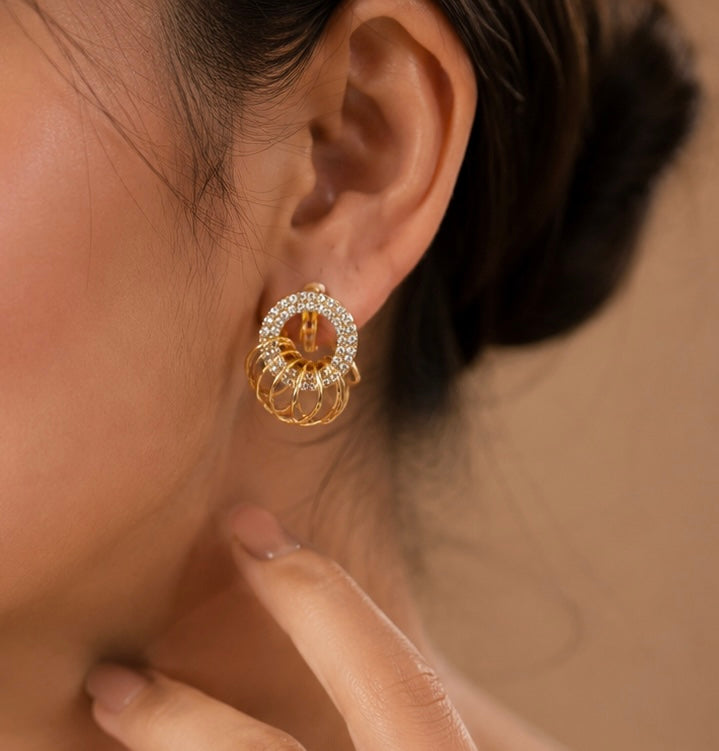 Tiered Gold Drop Earrings