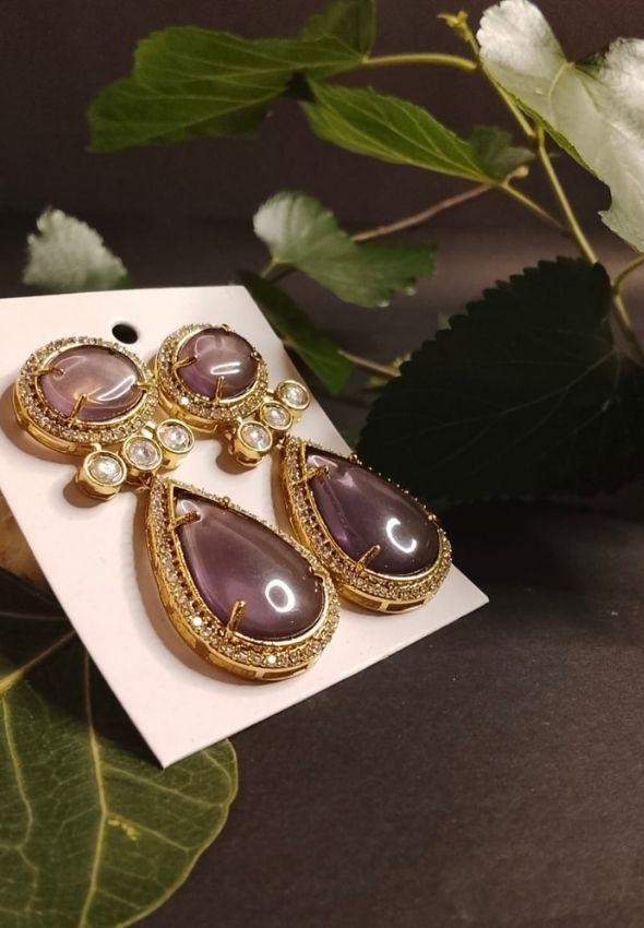 Elegant mint stone earring Elegant lavender stone earring