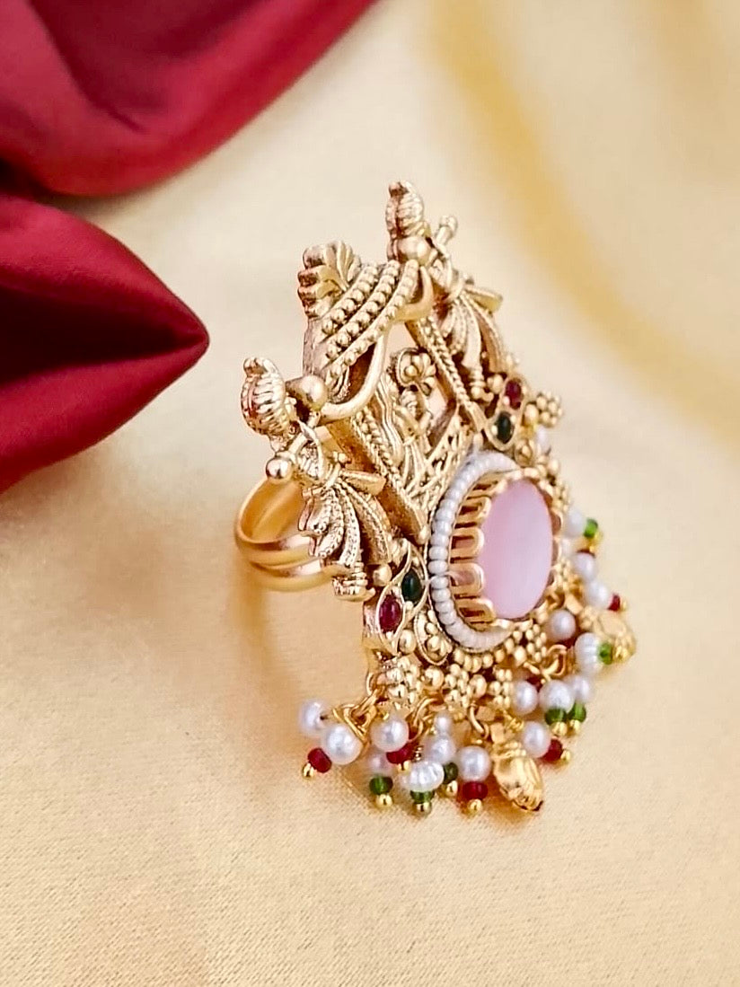 Antique gold-plated Doli narrative cocktail ring