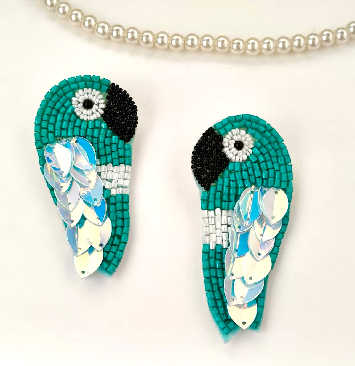 Handmade  parrot beaded stud earrings