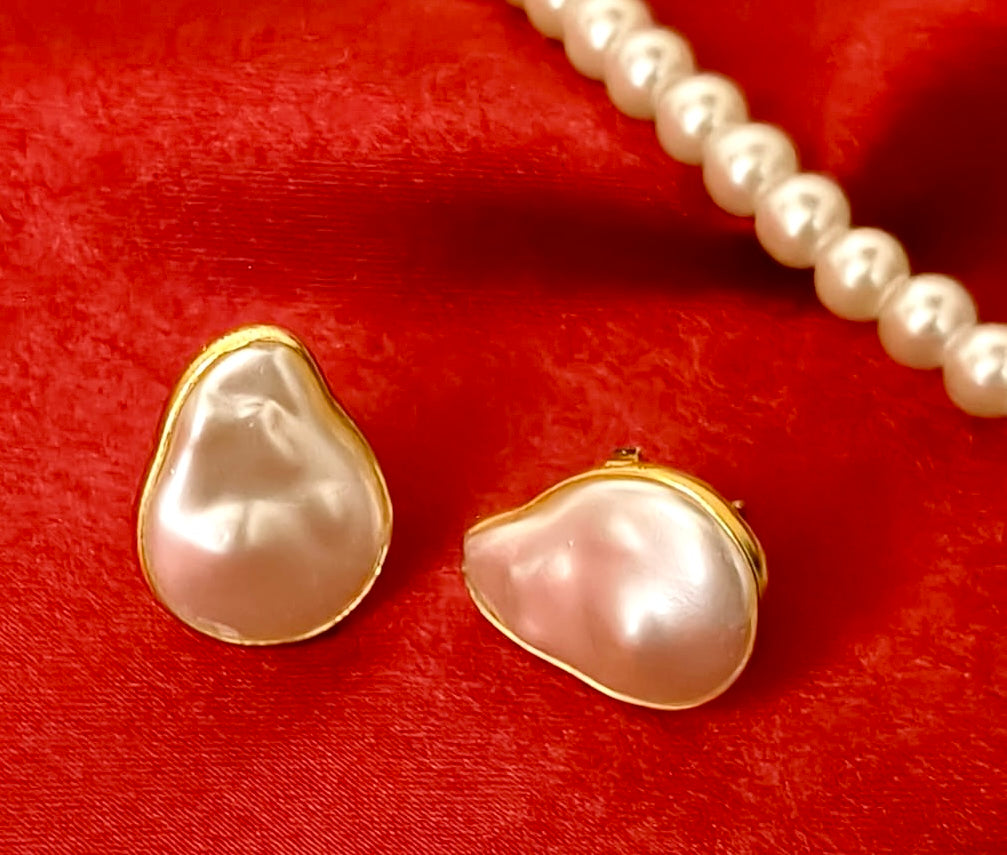 Irregular Baroque Pearl Stud Earrings