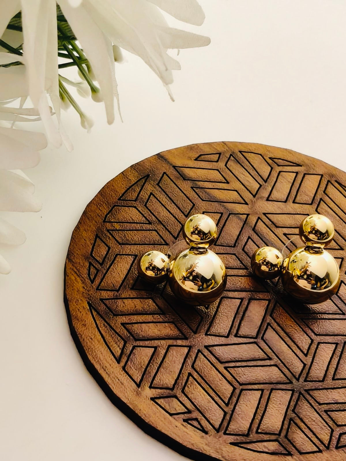 Gold-Plated Double Ball Stud Earrings