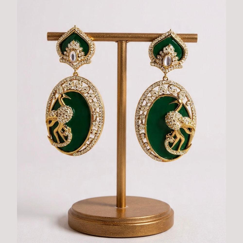 AD Green Stone Peacock Earring