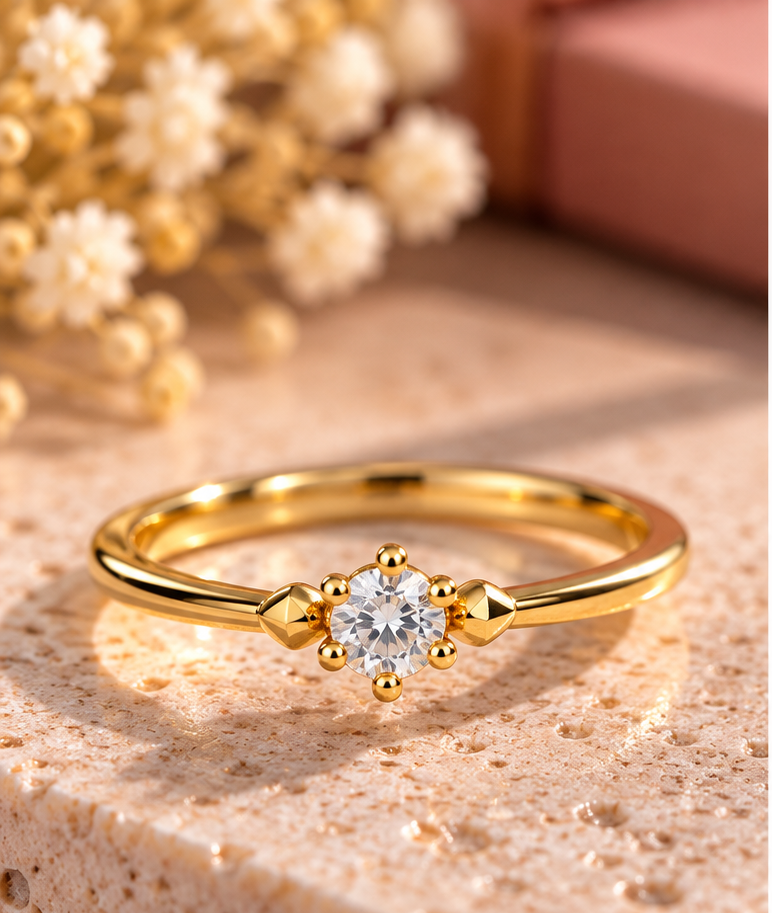 Fluid Bypass Solitaire Ring
