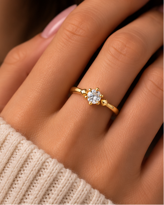 Fluid Bypass Solitaire Ring