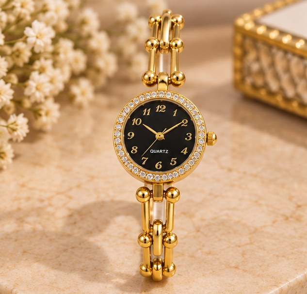 Black round dial watch
