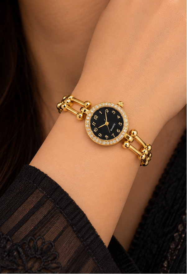 Black round dial watch