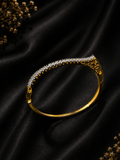 Dual-tone curved diamond bangle bracelet,