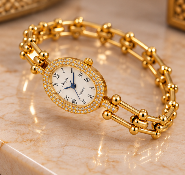 White oval dial watch