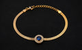 Gold herringbone snake chain charm bracelet