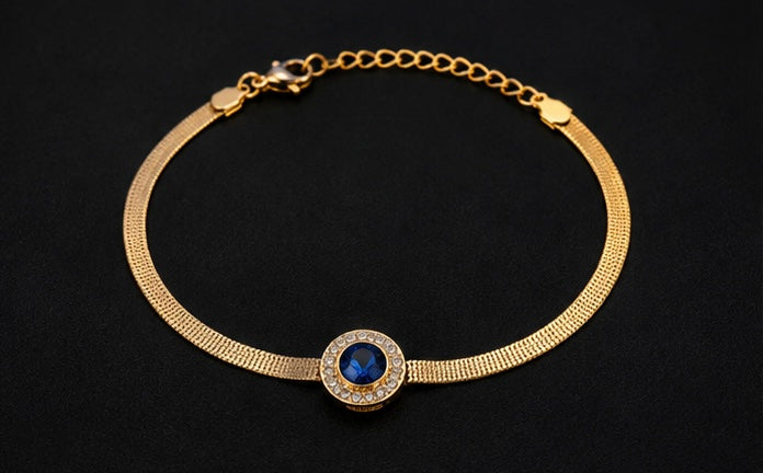 Gold herringbone snake chain charm bracelet