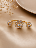 Traditional kundan-style multi-finger statement ring